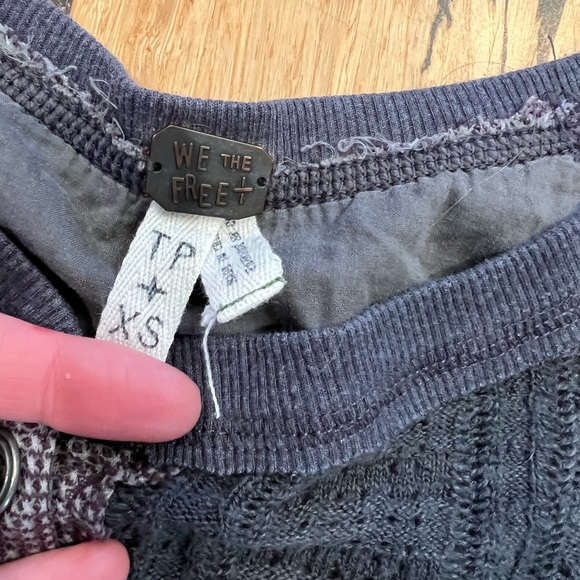 We the free blue waffle knit Henley XS - Picture 3 of 6